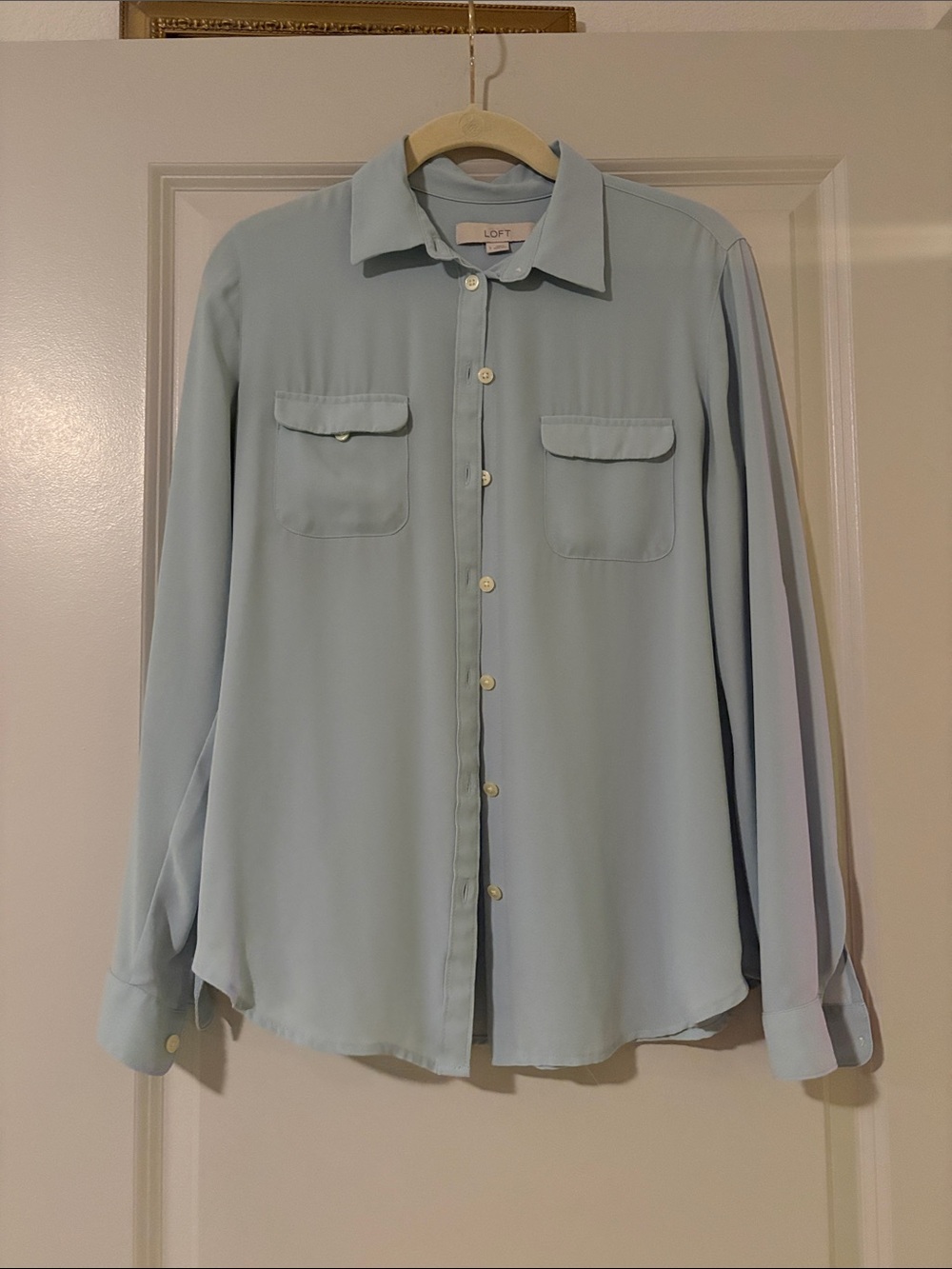LOFT Light Blue Women’s Casual Button-Down Shirt